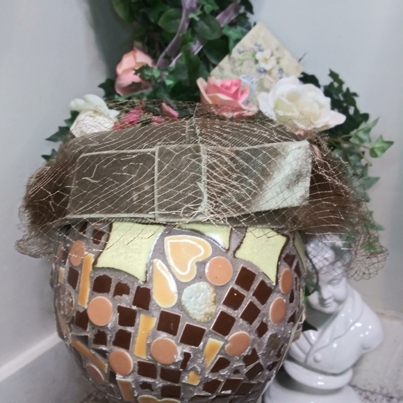 Vintage Netted Brown Mink Ring Fascinator - Picture 4 of 9